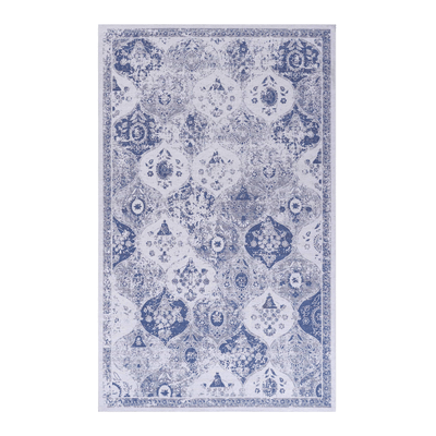 MAVAL Blue Washable Rug 2' x 3' Doormat Rug (Blue, 2' x 3') Modern, Contemporary, Non-Shedding & Easy to Clean, Ideal for Living Room, Bedroom, Dining Space, 36*24 inch