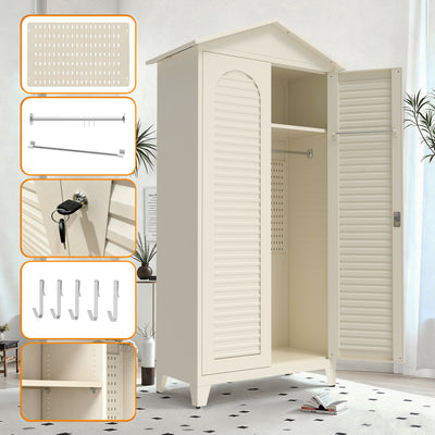 Spire79.1'' Tall Metal Tool Storage Cabinet, with Ample Storage Space for Garage,Warehouse,Garden,Office, Living Room,Bathroom,Utility Room ( Beige )
