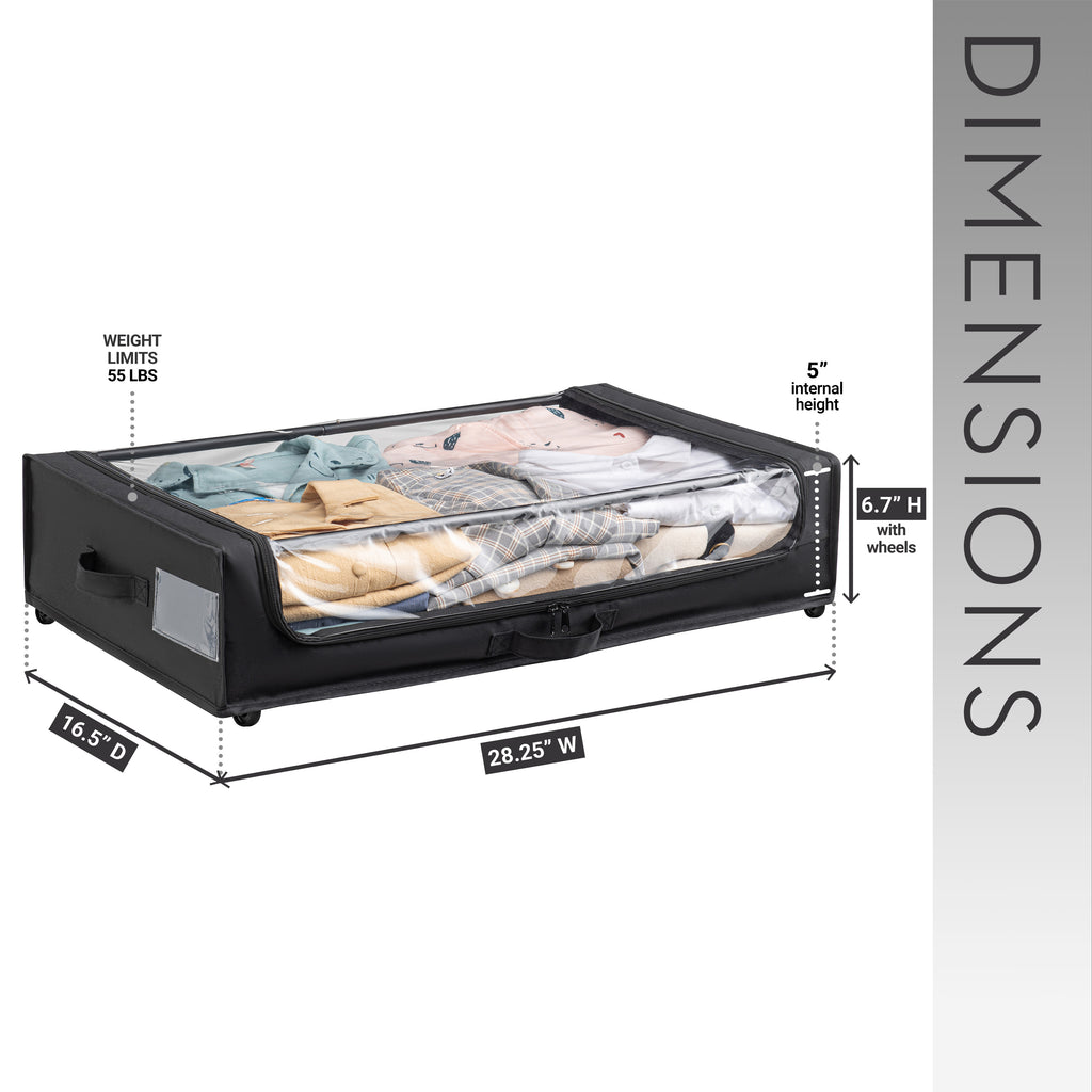 Set of 2 Under-Bed Rolling Storage Container with Transparent Cover, Versatile Space-Saving Design, and Smooth-Glide Multi-Directional Wheels – Ideal for Organizing Clothes, Shoes, and More