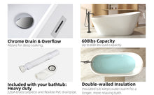 Load image into Gallery viewer, 67"Special-shaped Freestanding Slipper Bathtub: Gloss White Finish, Chrome Overflow &amp; Pop-Up Drain, cUPC Certified