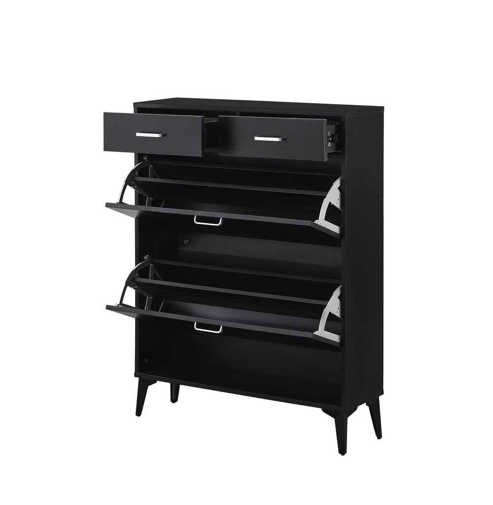 Large size Shoe Cabinet,Free Standing Tipping Bucket Shoe Rack Organizer with 2 Flip Drawers&2 Drawer,Modern Tipping Bucket for Entryway,Hallway,Bedroom-black