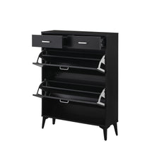 Load image into Gallery viewer, Large size Shoe Cabinet,Free Standing Tipping Bucket Shoe Rack Organizer with 2 Flip Drawers&amp;2 Drawer,Modern Tipping Bucket for Entryway,Hallway,Bedroom-black