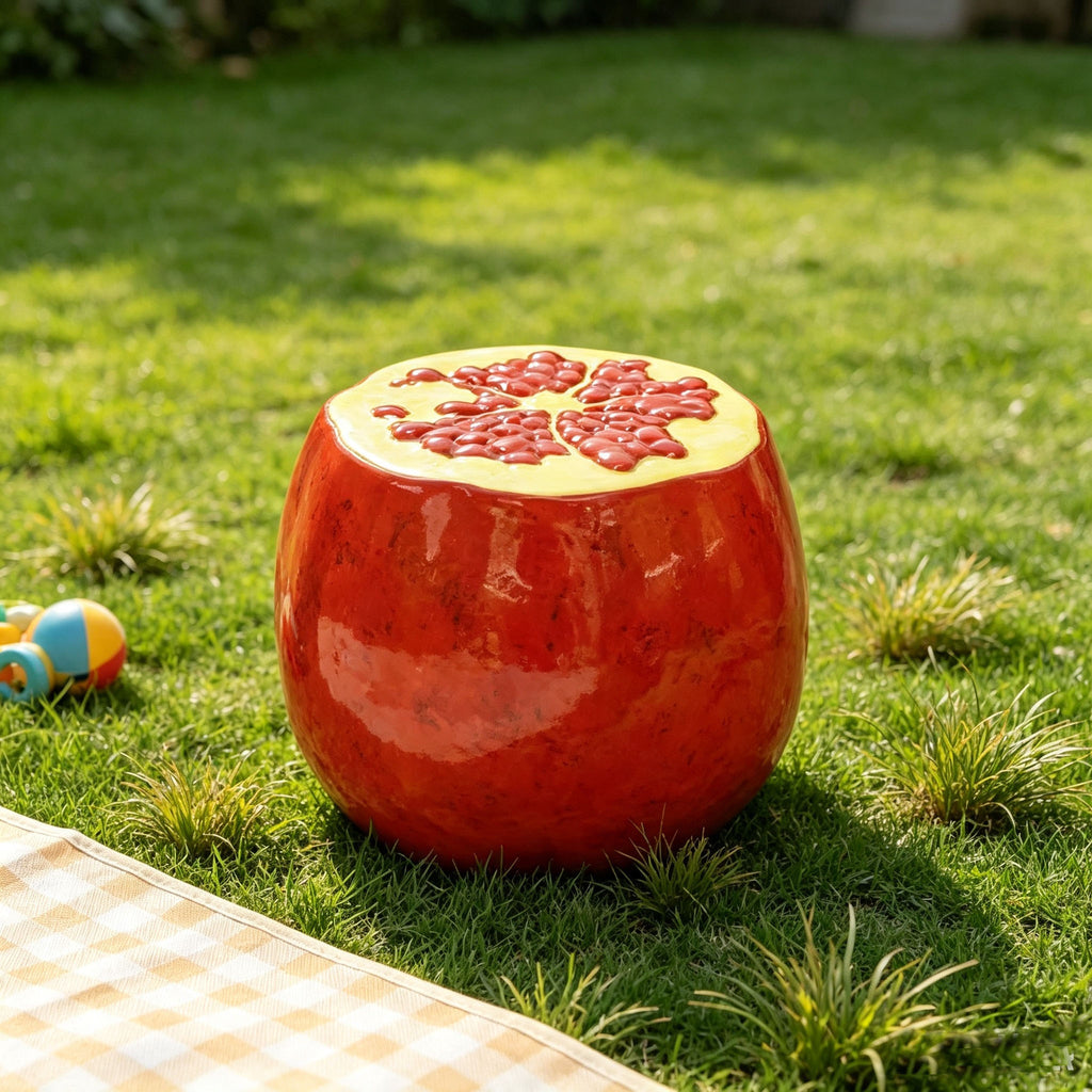 Yellow Lemon Fruit Stool, 14"Oversized Resin Stool, Side Table, Home Decor Plant Stand Garden Indoor Outdoor Decorations, Multi-Purpose Innovative Garden Furniture