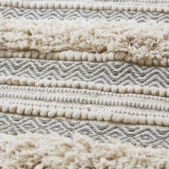Woven Texture Stripe Bath Rug Grey 22x58"