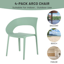 Load image into Gallery viewer, Summer - Haze Green Polypropylene Single-Side Chair - One-Piece Design for Indoor &amp; Outdoor Use,suitable for living rooms, dining rooms, gardens, terraces and other scenarios  (Set of 4)