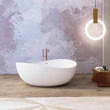 Load image into Gallery viewer, 63 inch freestanding solid surface soaking bathtub for bathroom