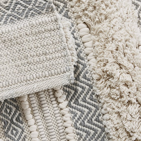 Woven Texture Stripe Bath Rug Grey 22x58"