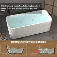 Load image into Gallery viewer, 67" Rectangle Linear Acrylic Massage Whirlpool Bathtub Freestanding Bathtub Stand Alone Soaker Tub, Glossy White Acrylic, POP-UP Chrome Drain, cUPC Certified