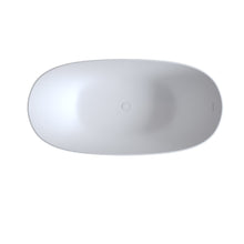 Load image into Gallery viewer, 61'' Freestanding Bathtub Resin Stone Soaking Bathtub Solid Surface Modern Tubs with Overflow and Pop-up Drain in White