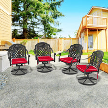 Load image into Gallery viewer, Cast Aluminum Patio Swivel Chair 2PCS With Black Frame and Brown Cushions