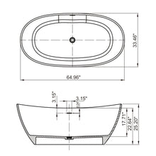 Load image into Gallery viewer, 65 inch artificial stone solid surface freestanding bathroom bathtub