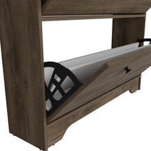 Load image into Gallery viewer, Calgary Shoe Rack, Superior Top, One Open Shelf, Two Extendable Shelves -Dark Brown