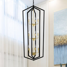 Load image into Gallery viewer, 12-Light Lantern Tired Farmhouse Ceiling Hanging Light Black Chandelier Metal Modern Pendant Light Fixtures for Kitchen Island Dining Room Living Room Foyer Entryway(E12 Bulbs Not Included)