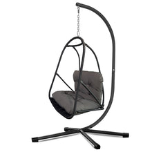 Load image into Gallery viewer, Swing Egg Chair with Stand Indoor Outdoor Wicker Rattan Patio Basket Hanging Chair with C Type bracket , with cushion and pillow,Patio Wicker folding Hanging Chair( Special construction cup holder