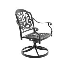 Load image into Gallery viewer, Cast Aluminum Patio Swivel Chair 2PCS With Black Frame and Brown Cushions