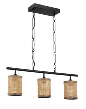 Load image into Gallery viewer, Elysian Three Lights Island With Natural Rattan Shade Farmhouse Chain Ceiling Lamp