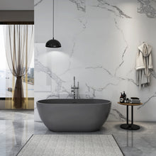 Load image into Gallery viewer, 59 inch small size solid surface oval shape freestanding bathtub for the bathroom