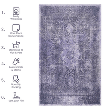 Load image into Gallery viewer, MAVAL Anthracite Washable Rug 2' x 3' Doormat Rug (Anthracite, 2' x 3') Modern, Contemporary, Non-Shedding &amp; Easy to Clean, Ideal for Living Room, Bedroom, Dining Space, 36*24 inch