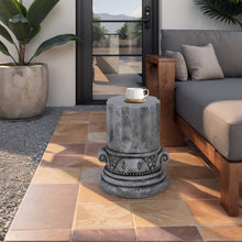 Load image into Gallery viewer, Cement Outdoor End Tables for Patio, GardenAccent Table, Modern Small Round Side Tablefor Outside, Tree Stump Garden Stool DrumTable indoor and Outdoor