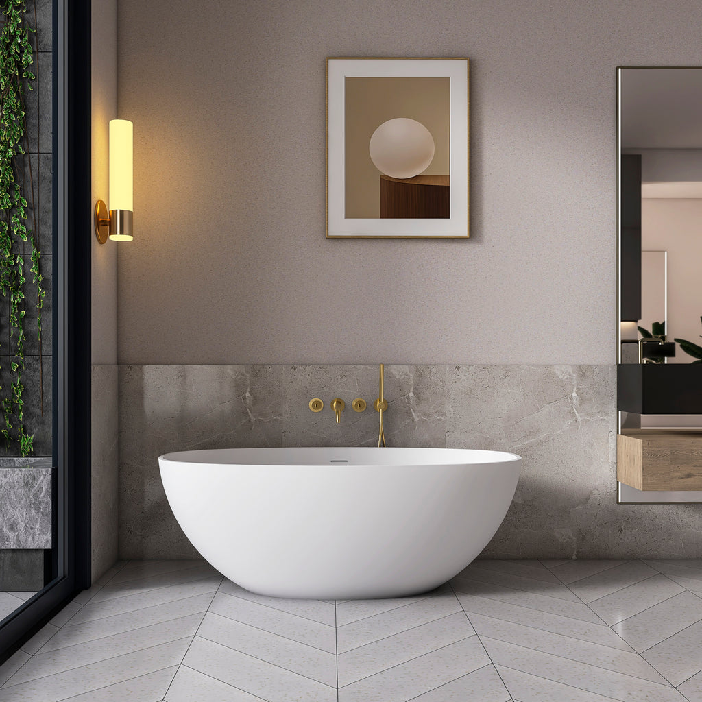 55 inch freestanding solid surface soaking bathtub for bathroom