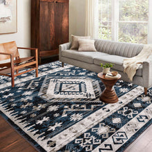 Load image into Gallery viewer, Area Rug 6x9 Vintage Bohemia Large Persian Non-slip Washable Rug For Living Room Kitchen Bedroom Living Room Geometry Blue/Black