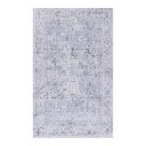 MAVAL Blue Washable Rug 2' x 3' Doormat Rug (Blue+Cream, 2' x 3') Modern, Contemporary, Non-Shedding & Easy to Clean, Ideal for Living Room, Bedroom, Dining Space, 36*24 inch