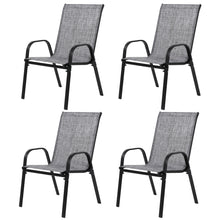 Load image into Gallery viewer, 4 Piece Patio Chairs, Outdoor Camping Chairs with Breathable Textilene Fabric, Set of 4 Garden Chairs with Armrest High Backrest for Garden Patio Pool Beach Yard Space Saving ( Grey)