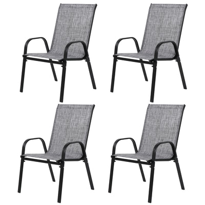4 Piece Patio Chairs, Outdoor Camping Chairs with Breathable Textilene Fabric, Set of 4 Garden Chairs with Armrest High Backrest for Garden Patio Pool Beach Yard Space Saving ( Grey)