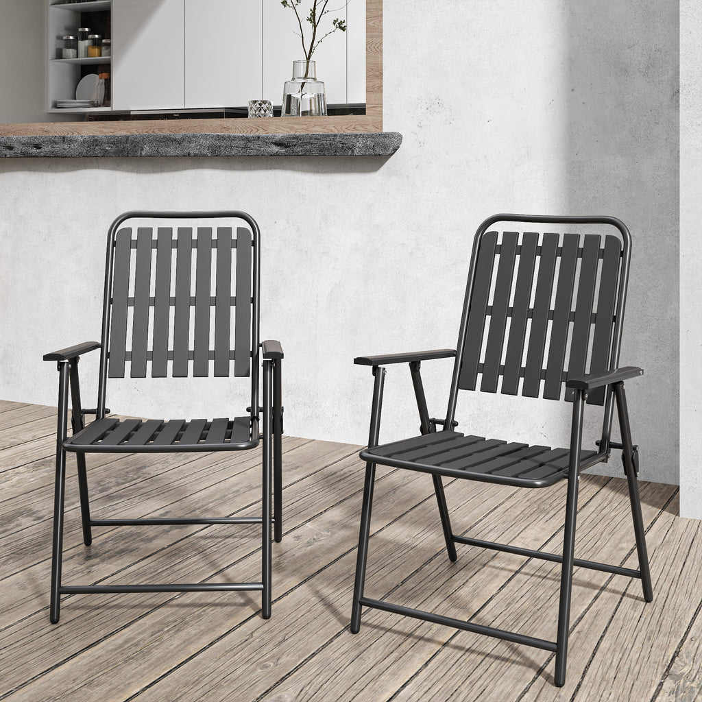 BROWN - [Instant Setup] 2-Piece Folding Chair, No Assembly Required, 350lb Capacity, Rust-Resistant & Stain-Proof for Balcony/Garden