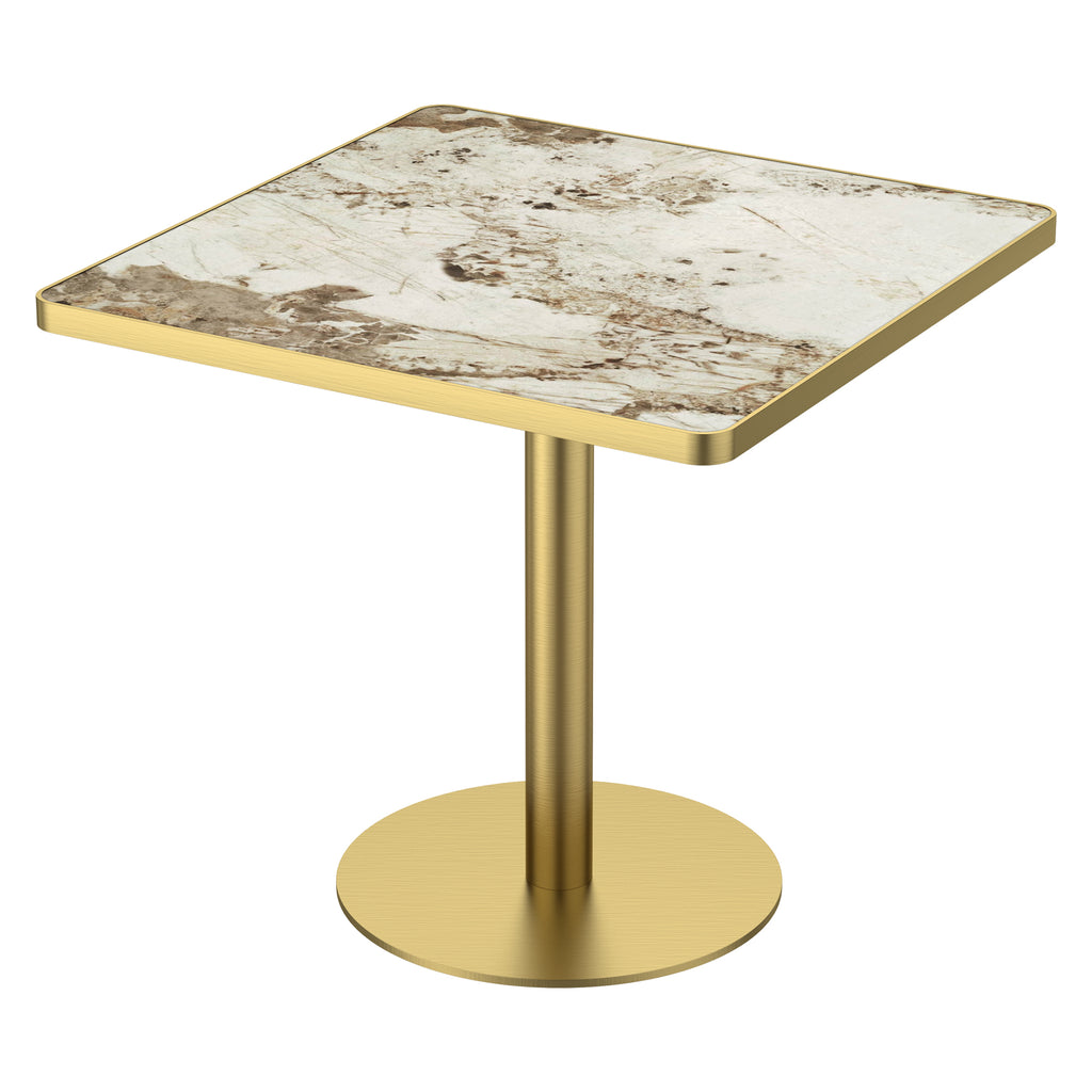 31.5" Round Modern Tulip Dining Table, Sintered Stone Tabletop with Luxury Faux Marble Print, Stainless Steel Bracket Base, Scratch & Wear Resistant, Waterproof Surface, Ideal for Indoor & Outdoor Use