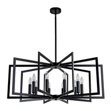 Load image into Gallery viewer, 10-Light Metal Lantern Tiered Pendant Hanging Light Fixtures, Industrial Farmhouse Adjustable Height Chandeliers for Dining Room Hallway Foyer Entryway--Matte Black (E26 Bulbs Not Included)