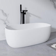 Load image into Gallery viewer, 51'' Freestanding Bathtub Resin Stone Soaking Bathtub Solid Surface Modern Tubs with Overflow and Pop-up Drain in White