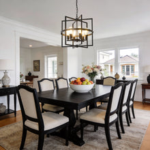 Load image into Gallery viewer, 10-Light Metal Lantern Tiered Pendant Hanging Light Fixtures, Industrial Farmhouse Adjustable Height Chandeliers for Dining Room Hallway Foyer Entryway--Matte Black (E26 Bulbs Not Included)