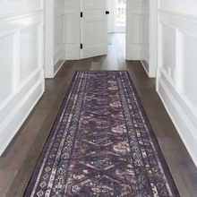 Load image into Gallery viewer, MAVAL Black Washable Rug 2' x 3' Doormat Rug (Black+Burgundy, 2' x 3') Modern, Contemporary, Non-Shedding &amp; Easy to Clean, Ideal for Living Room, Bedroom, Dining Space, 36*24 inch