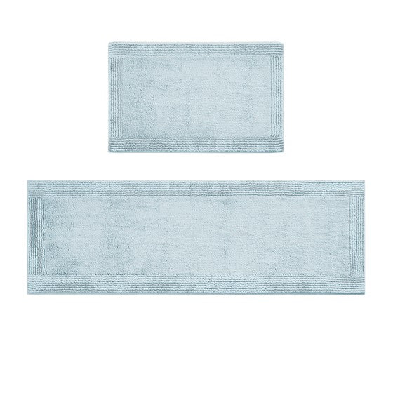100% Cotton Tufted 3000 GSM Reversible Bath Rug Blue 24x72"