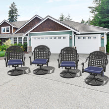 Load image into Gallery viewer, Cast Aluminum Patio Swivel Chair 2PCS With Black Frame and Brown Cushions