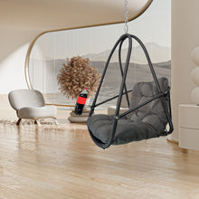Load image into Gallery viewer, Swing Egg Chair with Stand Indoor Outdoor Wicker Rattan Patio Basket Hanging Chair with C Type bracket , with cushion and pillow,Patio Wicker folding Hanging Chair( Special construction cup holder