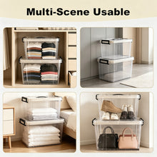 Load image into Gallery viewer, 4 Pack 90 QT Plastic Storage Bins with Lids,Clear Stackable Bins with Secure Latches and Handles Heavy-Duty Storage Containers For Home Office and Garage Organization