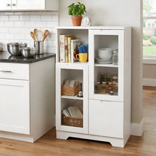 Load image into Gallery viewer, MDF painted Cabinet with Glass Doors and drawer, open storage space, Navy Blue, Bedroom, Living room