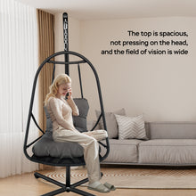 Load image into Gallery viewer, Swing Egg Chair with Stand Indoor Outdoor Wicker Rattan Patio Basket Hanging Chair with C Type bracket , with cushion and pillow,Patio Wicker folding Hanging Chair( Special construction cup holder