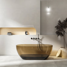 Load image into Gallery viewer, 59 inch small size solid surface oval shape freestanding bathtub for the bathroom