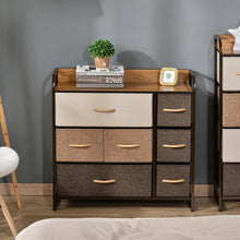 Load image into Gallery viewer, HOMCOM 7-Drawer Dresser, Fabric Drawers, 3-Tier Storage Organizer for Bedroom Entryway, Tower Unit with Steel Frame Wooden Top, Maple Wood