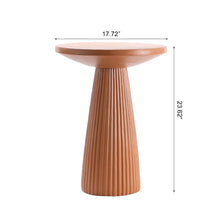 Load image into Gallery viewer, Light Coffee Magnesium Oxide Fluted Base Side Table, 17.72" Diameter Round Accent Table