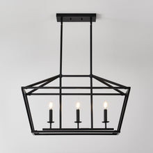 Load image into Gallery viewer, 3-Light Farmhouse Kitchen Island Lighting,5 Light Industrial Linear Chandelier for Dining Room Metal Matte Black Finish Hanging Pendant Light Fixture for Bedroom Living Room Hallway Conference Room