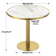 Load image into Gallery viewer, 31.5" Round Modern Tulip Dining Table, Sintered Stone Tabletop with Luxury Faux Marble Print, Stainless Steel Bracket Base, Scratch &amp; Wear Resistant, Waterproof Surface, Ideal for Indoor &amp; Outdoor Use