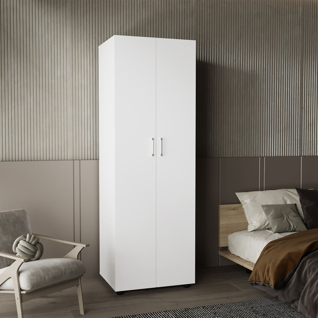Aurora Armoire, Two Interior Shelves, Rod, Double Door -Black