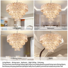 Load image into Gallery viewer, Chrome Luxury Crystal Chandelier for Dining Room, 32-Inch Modern Ceiling Light, French Empire Style with Premium K9 Crystals, Elegant Chrome Finish, Perfect for Living Room or Bedroom, 21-Light Fixtur