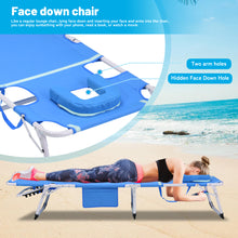 Load image into Gallery viewer, 3-in-1 Heavy Duty Tanning Chair with Face Hole Adjustable 5-Position Folding Chaise Lounge Chairs for Outside Portable Lay Flat Beach Lounge Chair for Outdoor Sunbathing Patio Pool Lawn Camping Deck P
