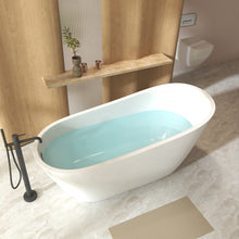 Load image into Gallery viewer, 67"Special-shaped Freestanding Slipper Bathtub: Gloss White Finish, Chrome Overflow &amp; Pop-Up Drain, cUPC Certified