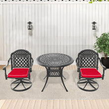 Load image into Gallery viewer, Ø35.43-inch Cast Aluminum Patio Dining Table With Black Frame and Umbrella Hole (same sku: W171084475,W1710P497717)